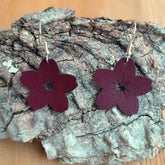 Boucles d'oreilles fleurs alter-cuir de raisin